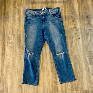 Paige boyfriend crop jeans with ripped knees